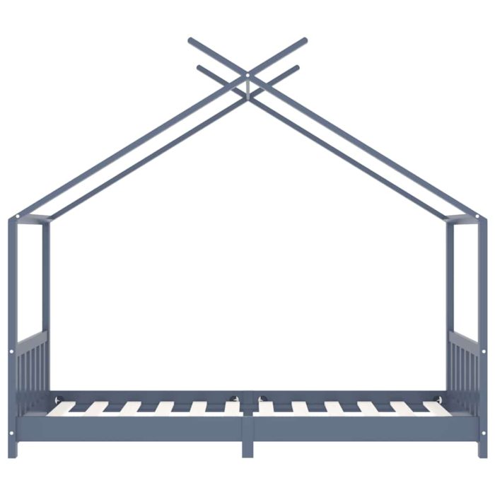 vidaXL Sengeramme for barn heltre furu grå 90×200 cm