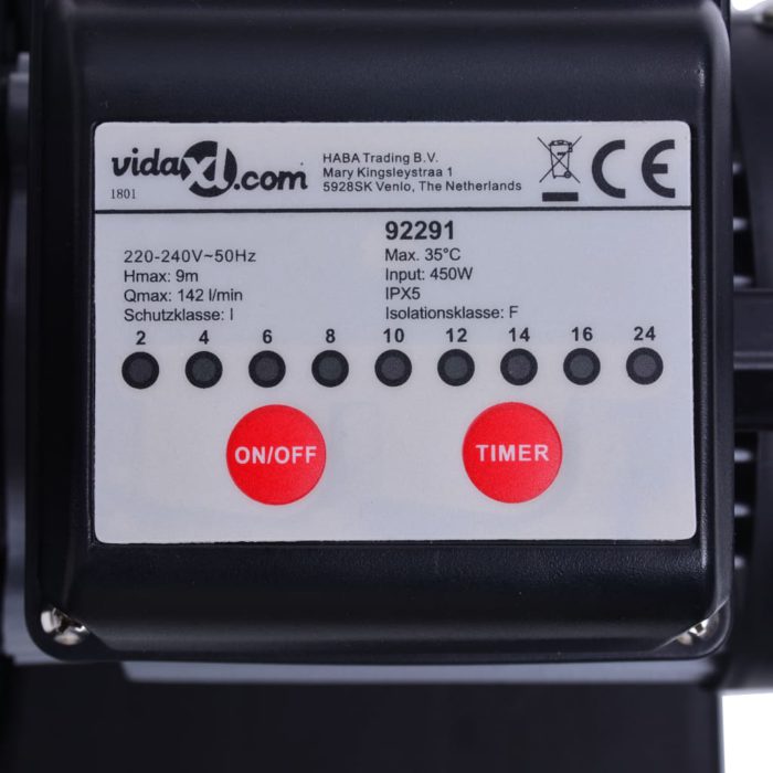 vidaXL Sandfilterpumpe med timer 450 W 25 L
