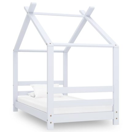 vidaXL Sengeramme for barn heltre furu hvit 70×140 cm