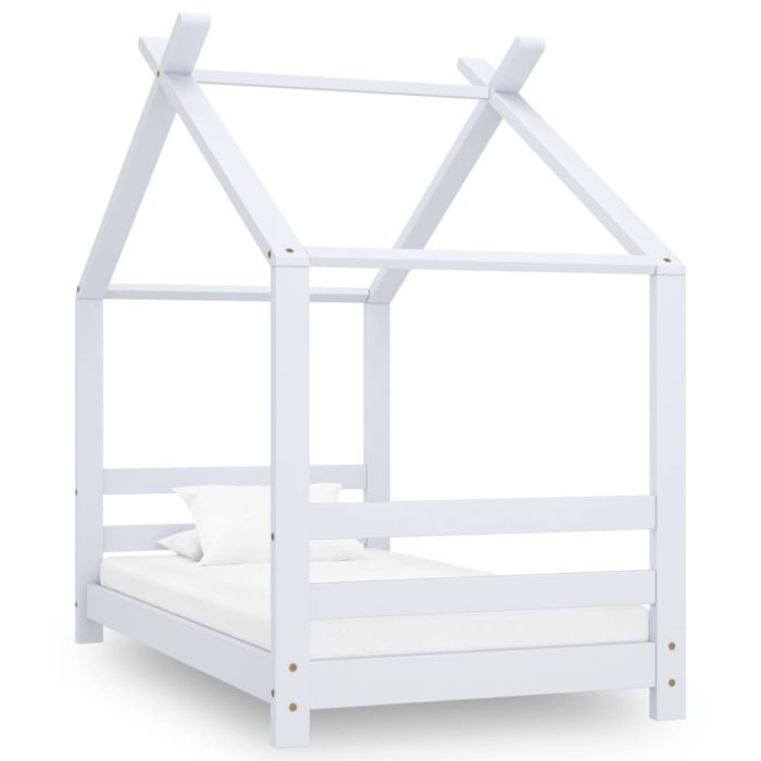 vidaXL Sengeramme for barn heltre furu hvit 70×140 cm