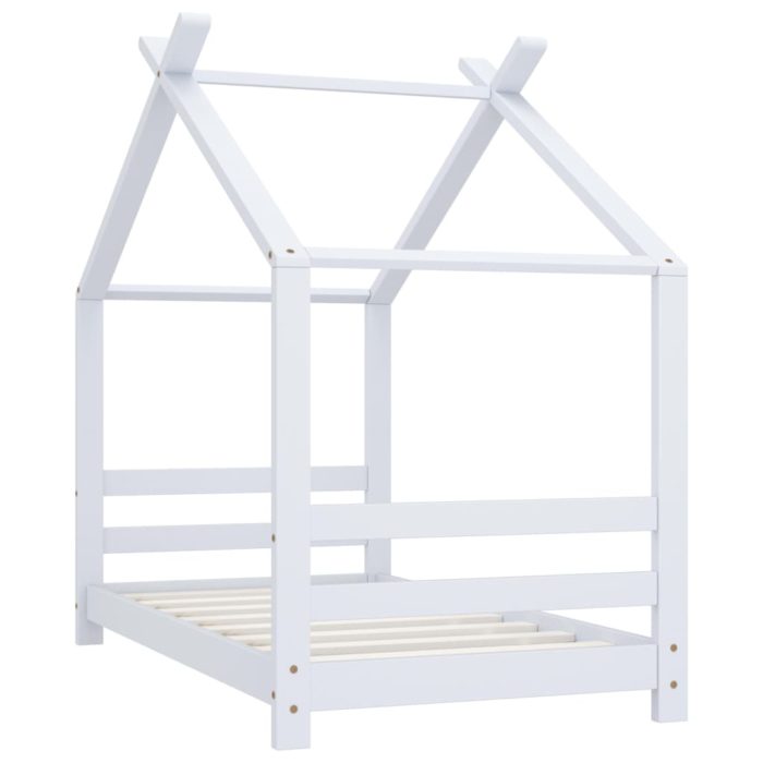 vidaXL Sengeramme for barn heltre furu hvit 70×140 cm