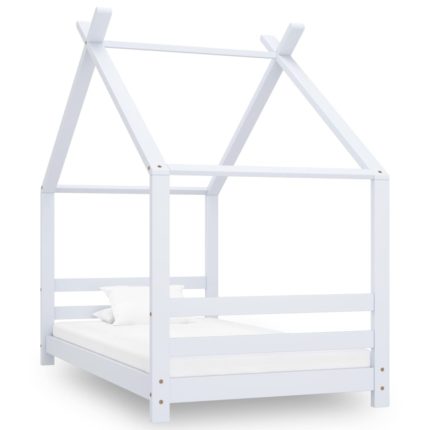 vidaXL Sengeramme for barn heltre furu hvit 80×160 cm