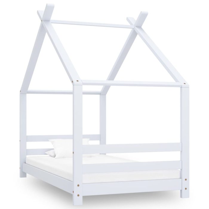 vidaXL Sengeramme for barn heltre furu hvit 80×160 cm