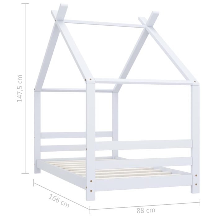 vidaXL Sengeramme for barn heltre furu hvit 80×160 cm