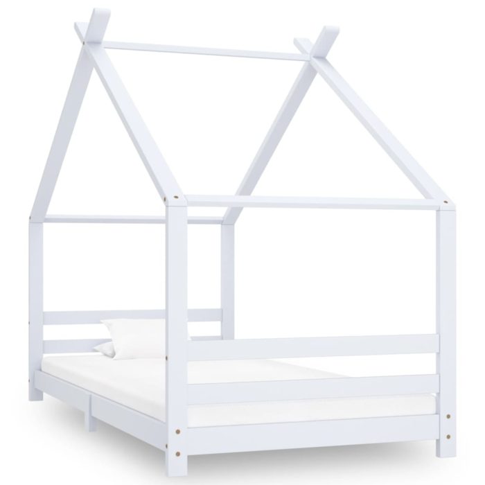 vidaXL Sengeramme for barn heltre furu hvit 90×200 cm