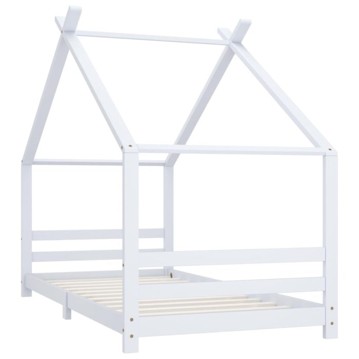 vidaXL Sengeramme for barn heltre furu hvit 90×200 cm