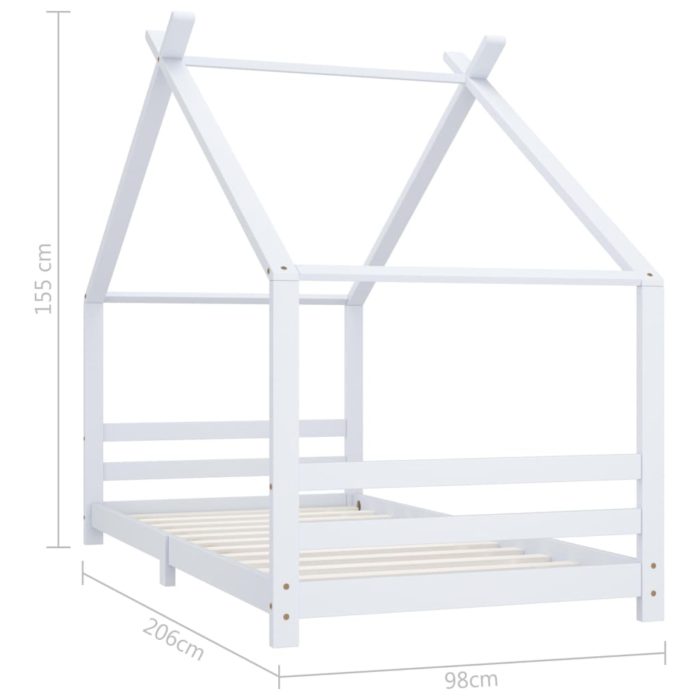 vidaXL Sengeramme for barn heltre furu hvit 90×200 cm