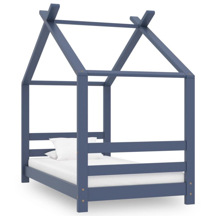 vidaXL Sengeramme for barn heltre furu grå 70×140 cm