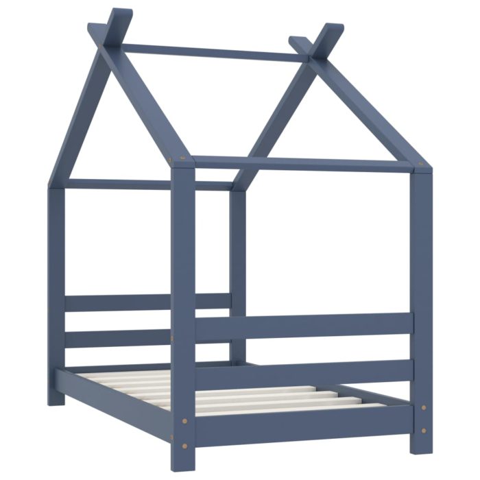 vidaXL Sengeramme for barn heltre furu grå 70×140 cm