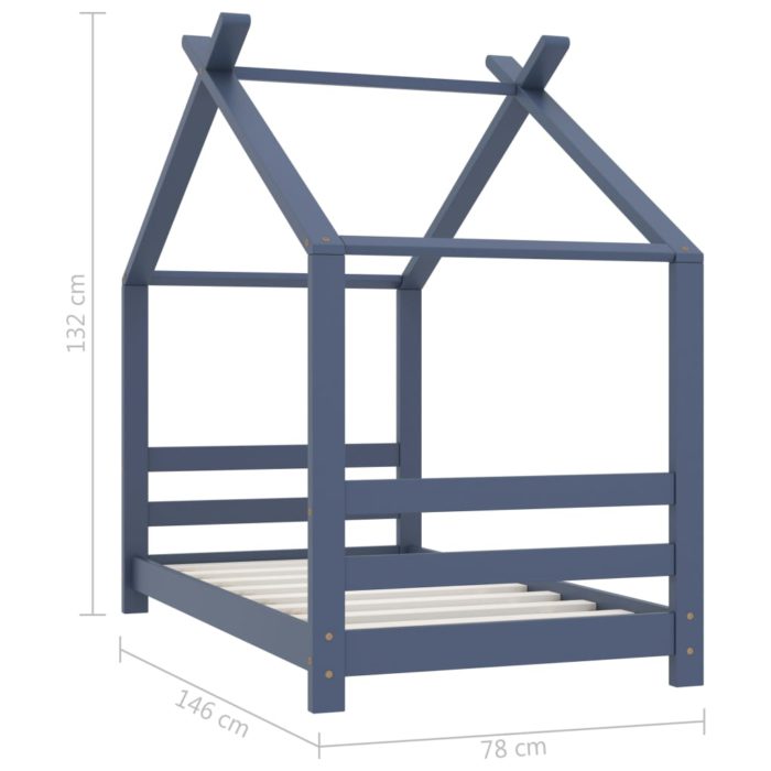 vidaXL Sengeramme for barn heltre furu grå 70×140 cm