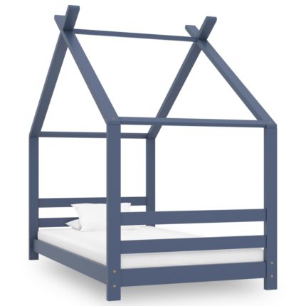 vidaXL Sengeramme for barn heltre furu grå 80×160 cm