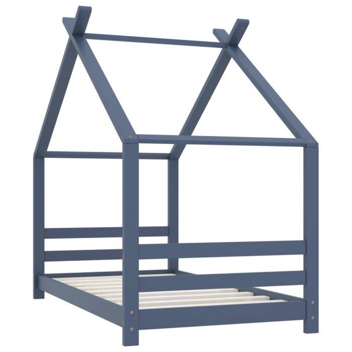 vidaXL Sengeramme for barn heltre furu grå 80×160 cm