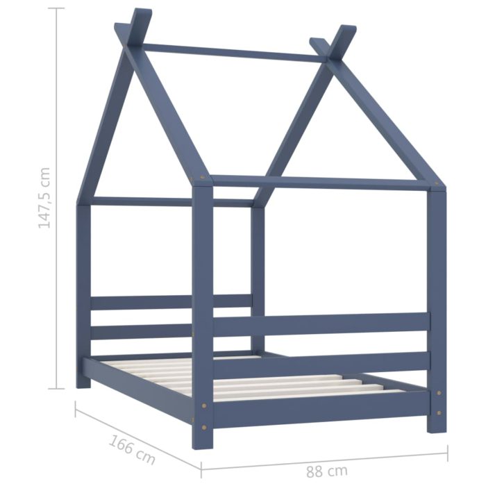 vidaXL Sengeramme for barn heltre furu grå 80×160 cm