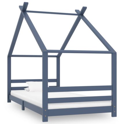 vidaXL Sengeramme for barn heltre furu grå 90×200 cm