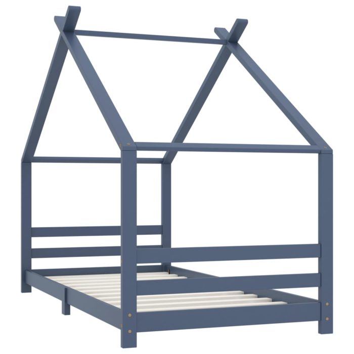 vidaXL Sengeramme for barn heltre furu grå 90×200 cm