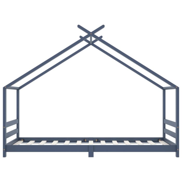 vidaXL Sengeramme for barn heltre furu grå 90×200 cm