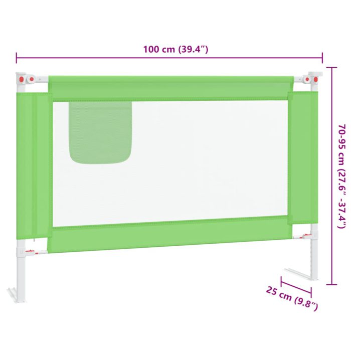 vidaXL Sengehest småbarn grønn 100×25 cm stoff