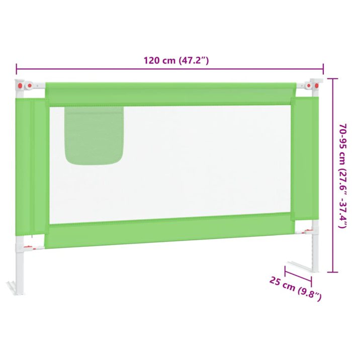 vidaXL Sengehest småbarn grønn 120×25 cm stoff