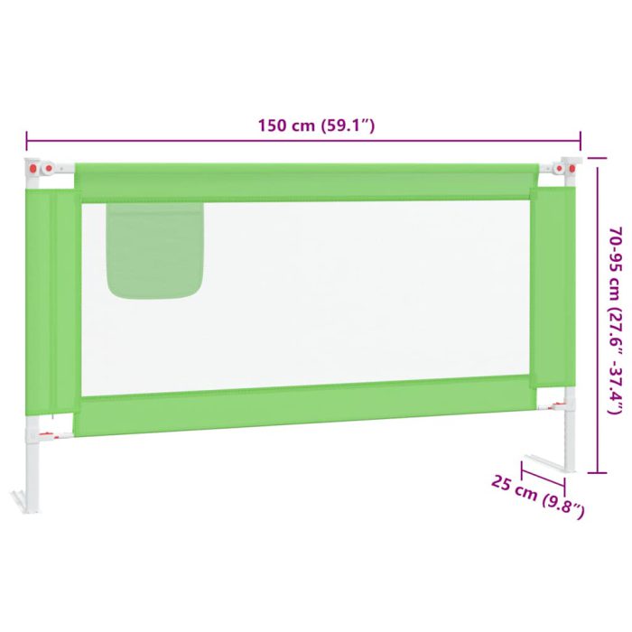 vidaXL Sengehest småbarn grønn 150×25 cm stoff
