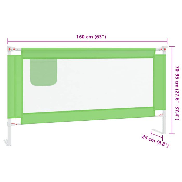 vidaXL Sengehest småbarn grønn 160×25 cm stoff