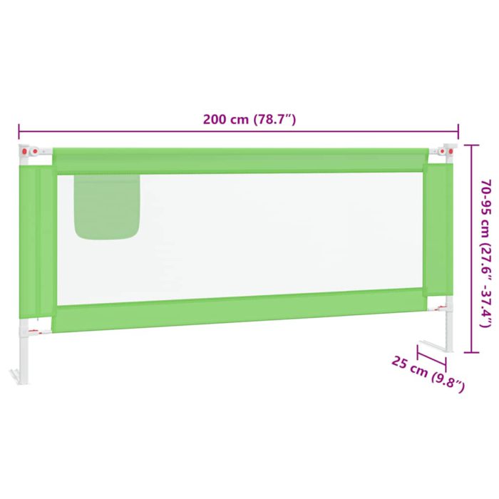 vidaXL Sengehest småbarn grønn 200×25 cm stoff