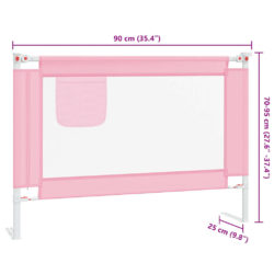 vidaXL Sengehest småbarn rosa 90×25 cm stoff