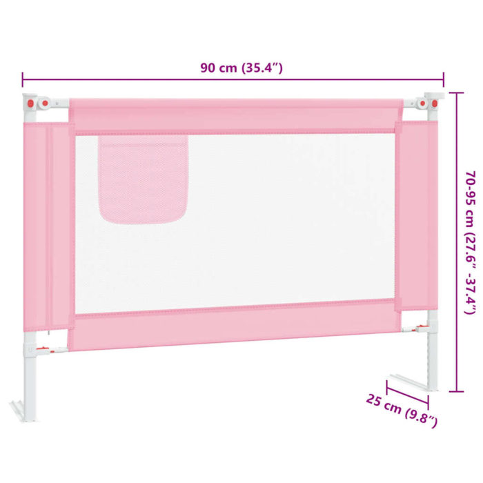 vidaXL Sengehest småbarn rosa 90×25 cm stoff