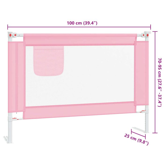 vidaXL Sengehest småbarn rosa 100×25 cm stoff