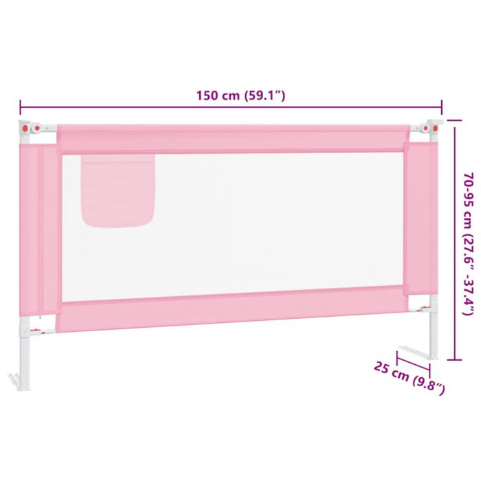 vidaXL Sengehest småbarn rosa 150×25 cm stoff