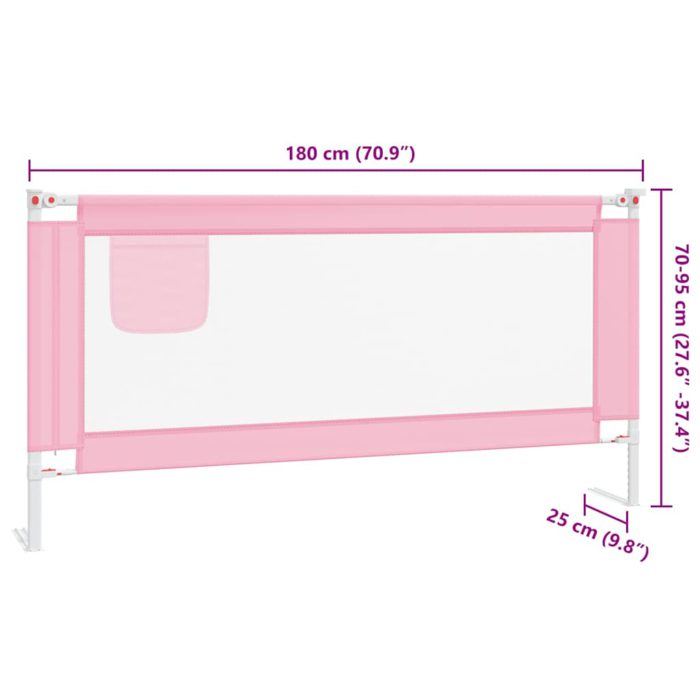 vidaXL Sengehest småbarn rosa 180×25 cm stoff