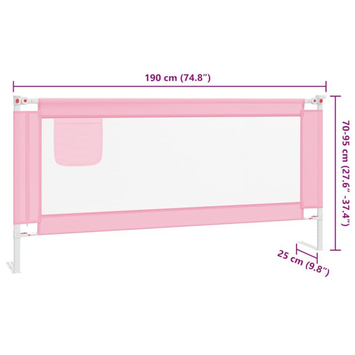vidaXL Sengehest småbarn rosa 190×25 cm stoff