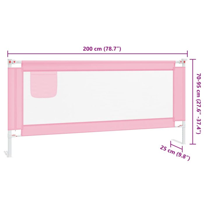 vidaXL Sengehest småbarn rosa 200×25 cm stoff