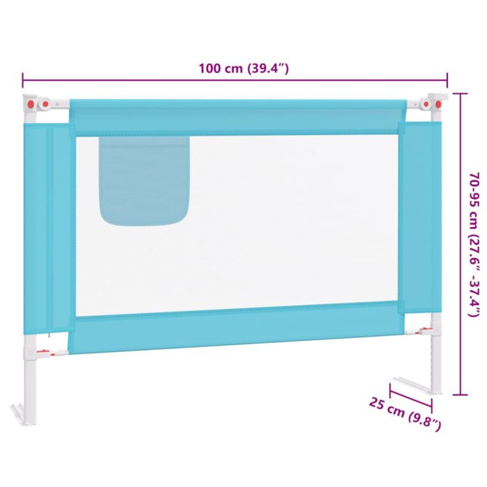 vidaXL Sengehest småbarn blå 100×25 cm stoff