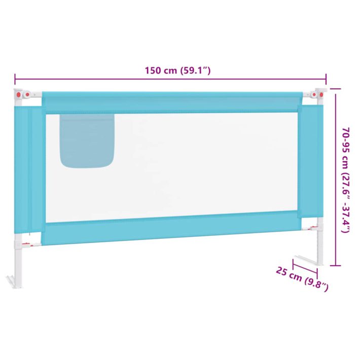 vidaXL Sengehest småbarn blå 150×25 cm stoff