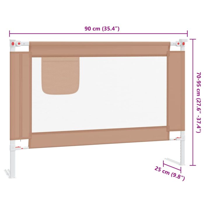 vidaXL Sengehest småbarn gråbrun 90×25 cm stoff