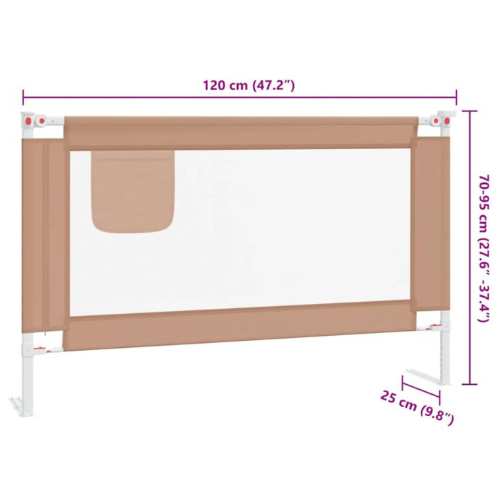 vidaXL Sengehest småbarn gråbrun 120×25 cm stoff