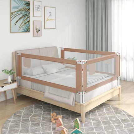 vidaXL Sengehest småbarn gråbrun 120×25 cm stoff