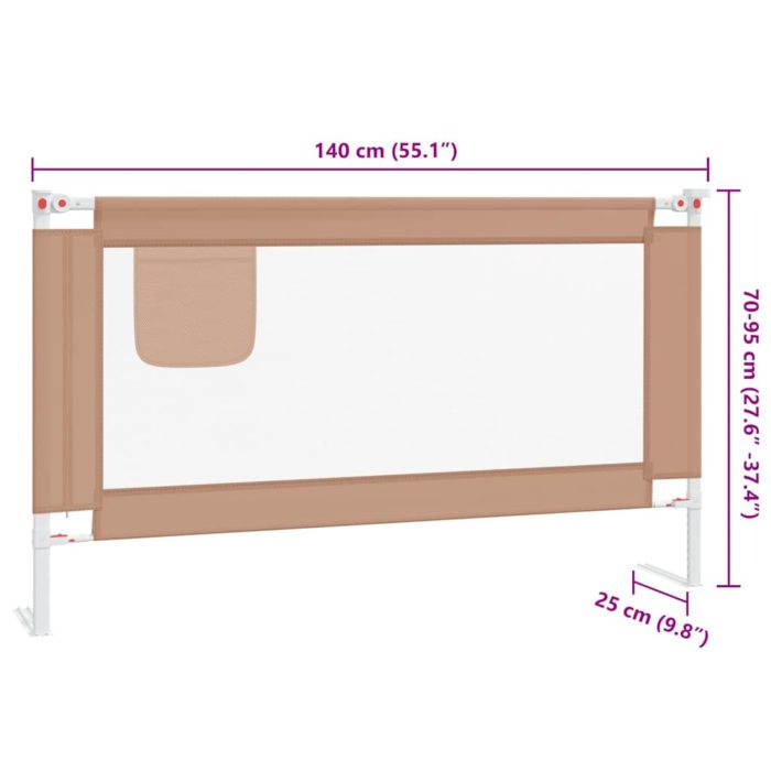 vidaXL Sengehest småbarn gråbrun 140×25 cm stoff