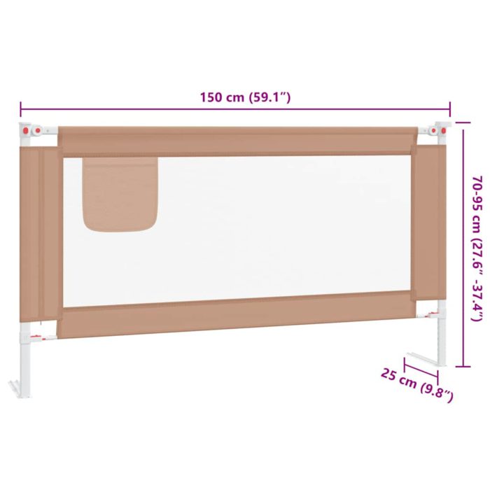 vidaXL Sengehest småbarn gråbrun 150×25 cm stoff