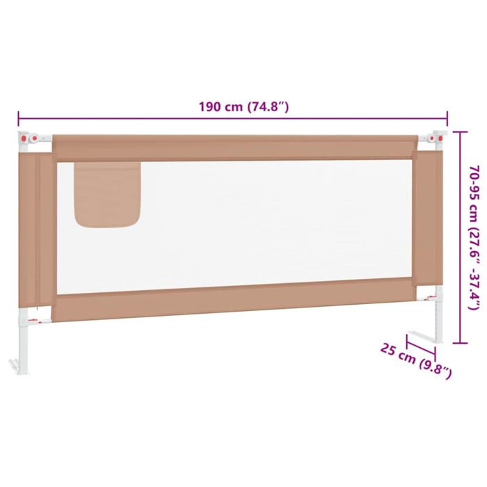 vidaXL Sengehest småbarn gråbrun 190×25 cm stoff