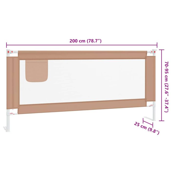 vidaXL Sengehest småbarn gråbrun 200×25 cm stoff