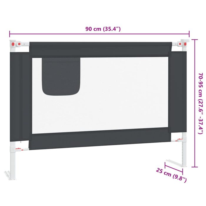 vidaXL Sengehest småbarn mørkegrå 90×25 cm stoff