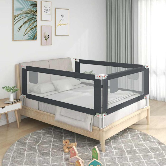 vidaXL Sengehest småbarn mørkegrå 120×25 cm stoff