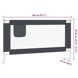 vidaXL Sengehest småbarn mørkegrå 140×25 cm stoff