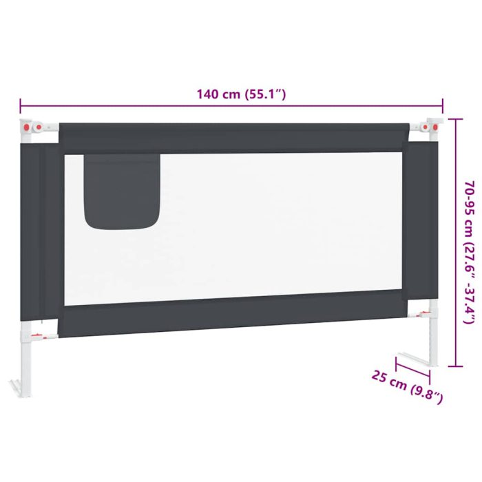 vidaXL Sengehest småbarn mørkegrå 140×25 cm stoff