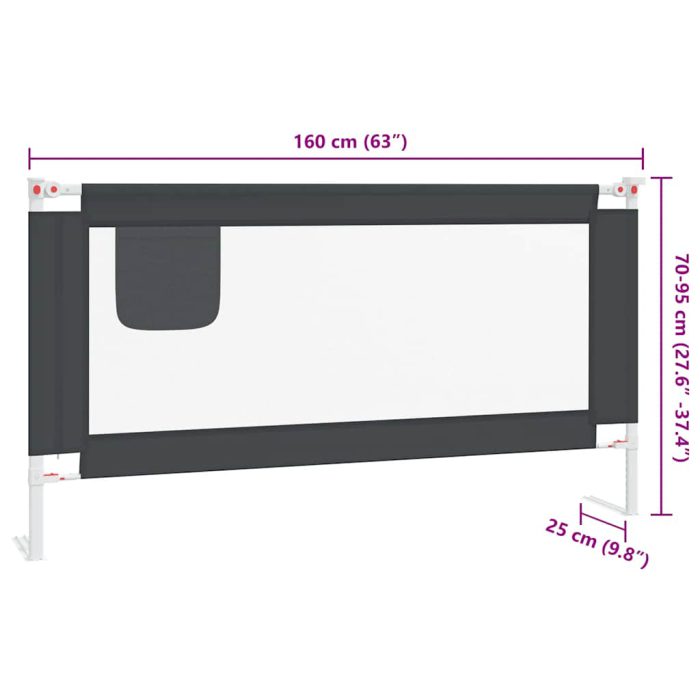 vidaXL Sengehest småbarn mørkegrå 160×25 cm stoff