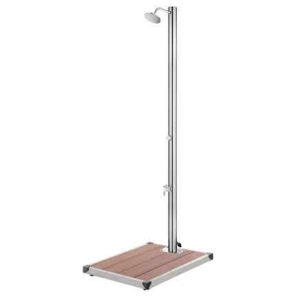 vidaXL Hagedusj med brunt dusjbrett 220 cm rustfritt stål