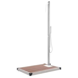 vidaXL Hagedusj med brunt dusjbrett 225 cm rustfritt stål
