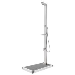 vidaXL Hagedusj med grått dusjbrett 225 cm rustfritt stål