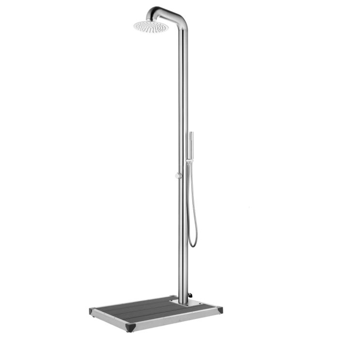 vidaXL Hagedusj med grått dusjbrett 230 cm rustfritt stål